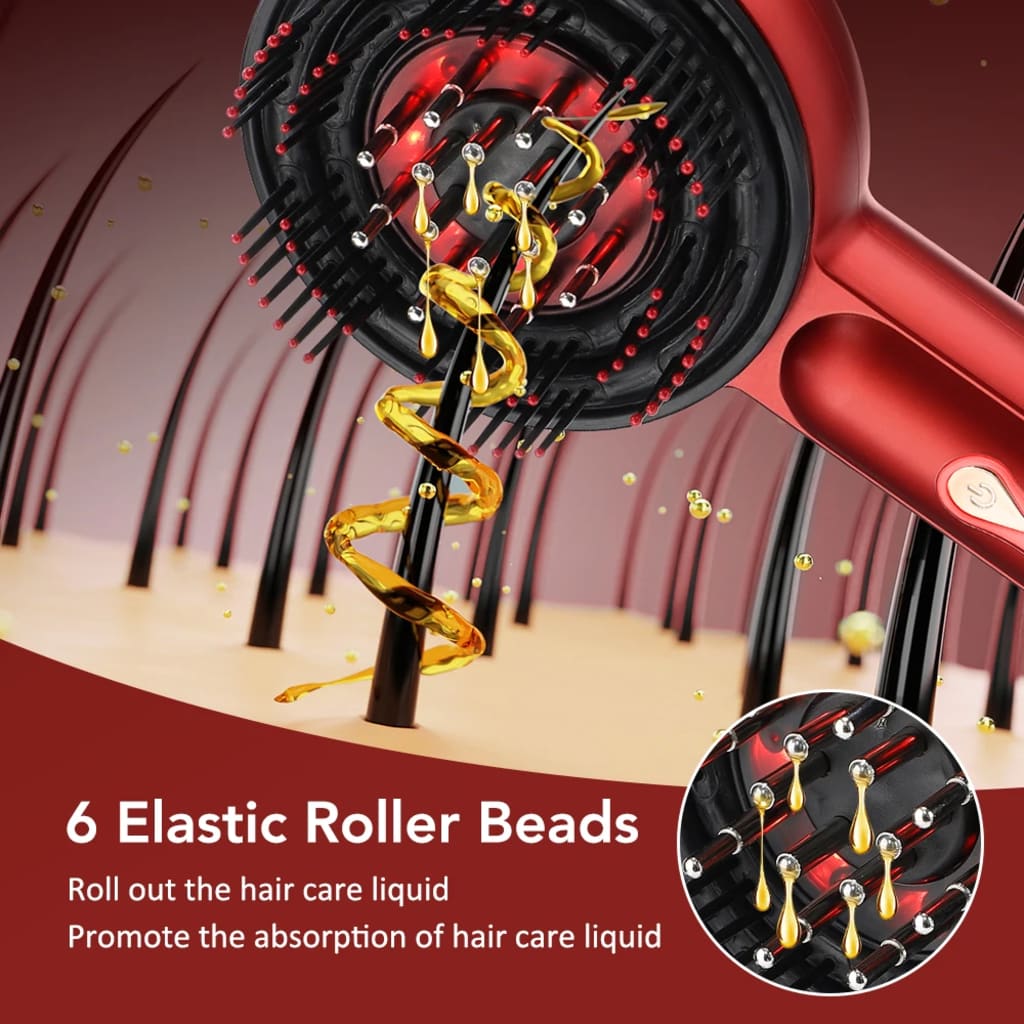 TrichoGlow™ Hair Growth Comb – 630nm Red Light Scalp Massager & Oil Applicator